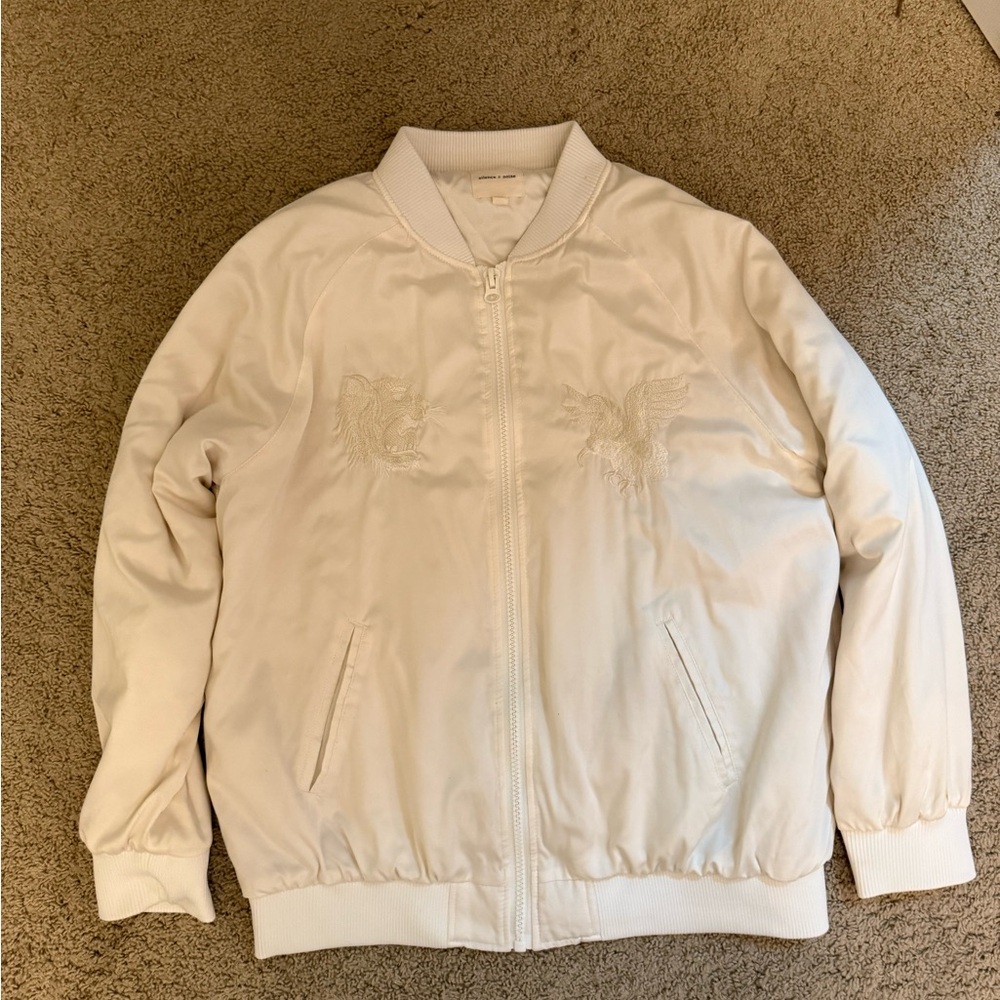 Silence + Noise Cream Bomber Jacket